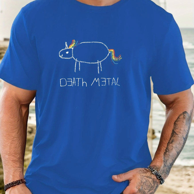 Men's Short-Sleeve T-Shirt with a Unicorn Pattern for Summer Casual Wear.