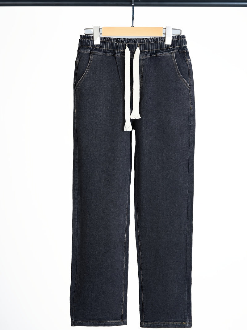 Women’s Unisex Vintage Blue Jeans, Black-Gray Long Pants.