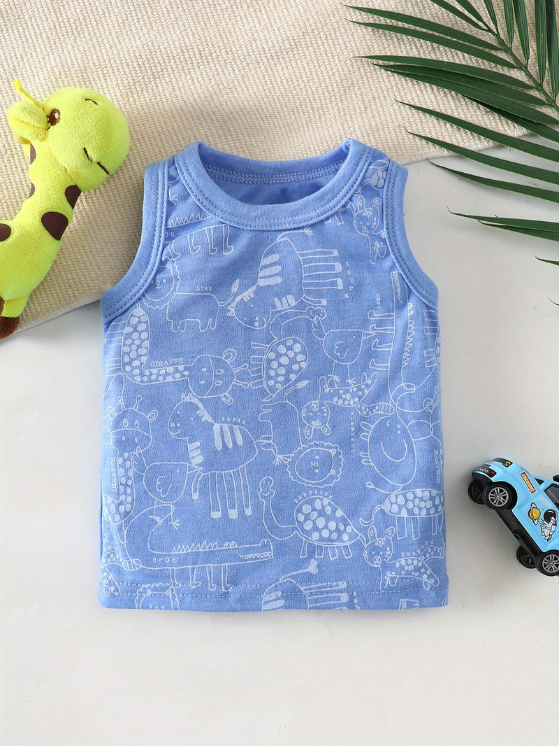 3pcs Spring/Summer Newborn Boy Sleeveless T-Shirt Set. Soft.
