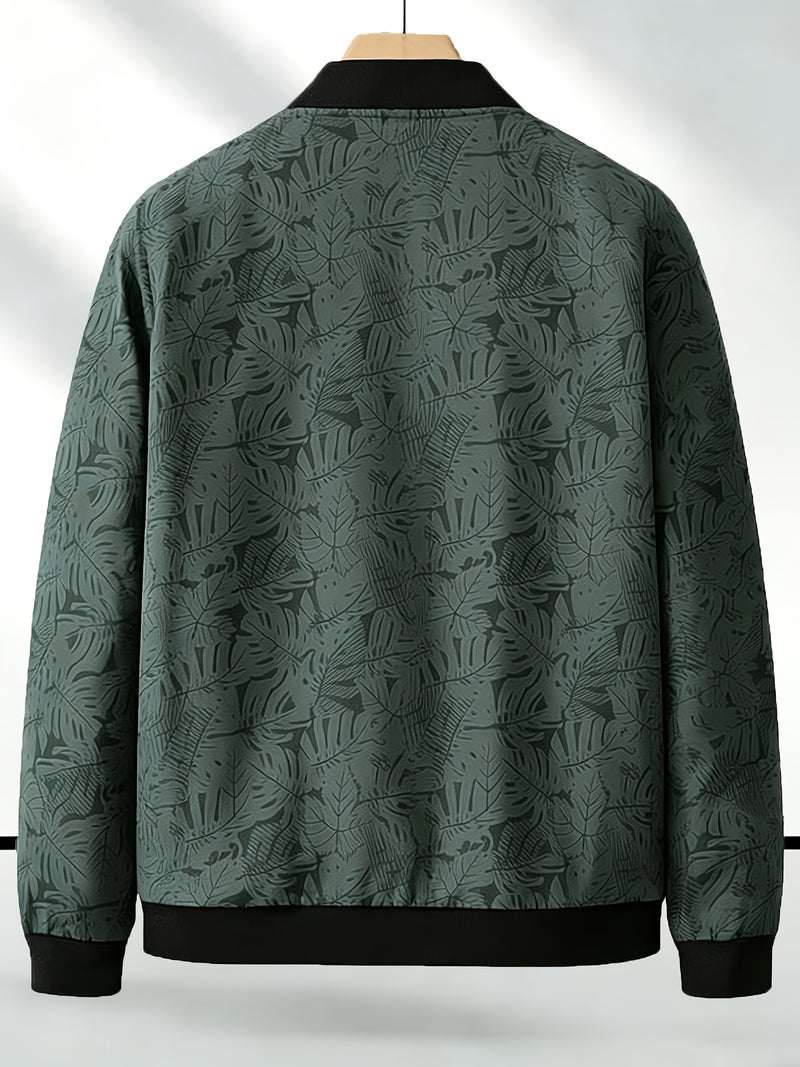 Men'S Fashion Print Casual Sports Jacket with Baseball Collar, Long Sleeve.