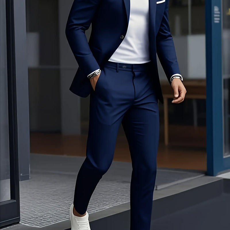 2pcs Classic Suit Set - Men'S Dress Attire - Premium Quality.