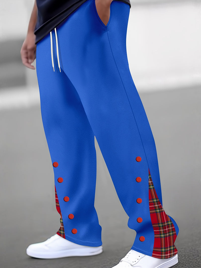 Men's Cuffed Button-tab Trousers, Stylish Sport Casual Pants.