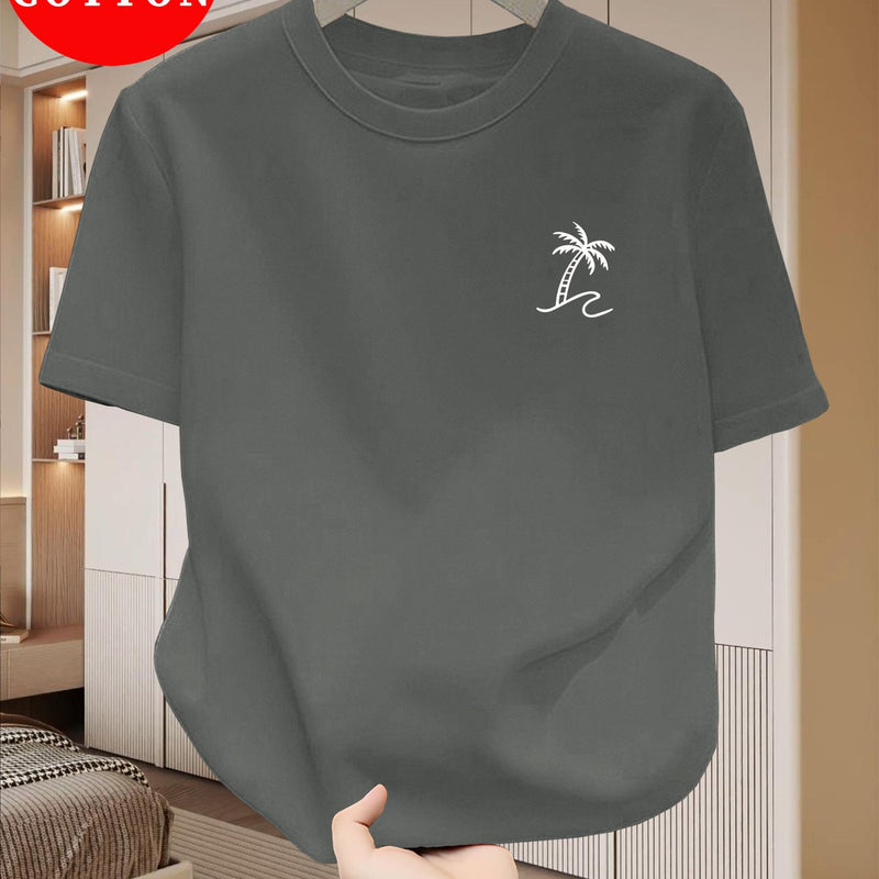 Men's Cotton T-Shirt, Summer Crew Neck Tee.