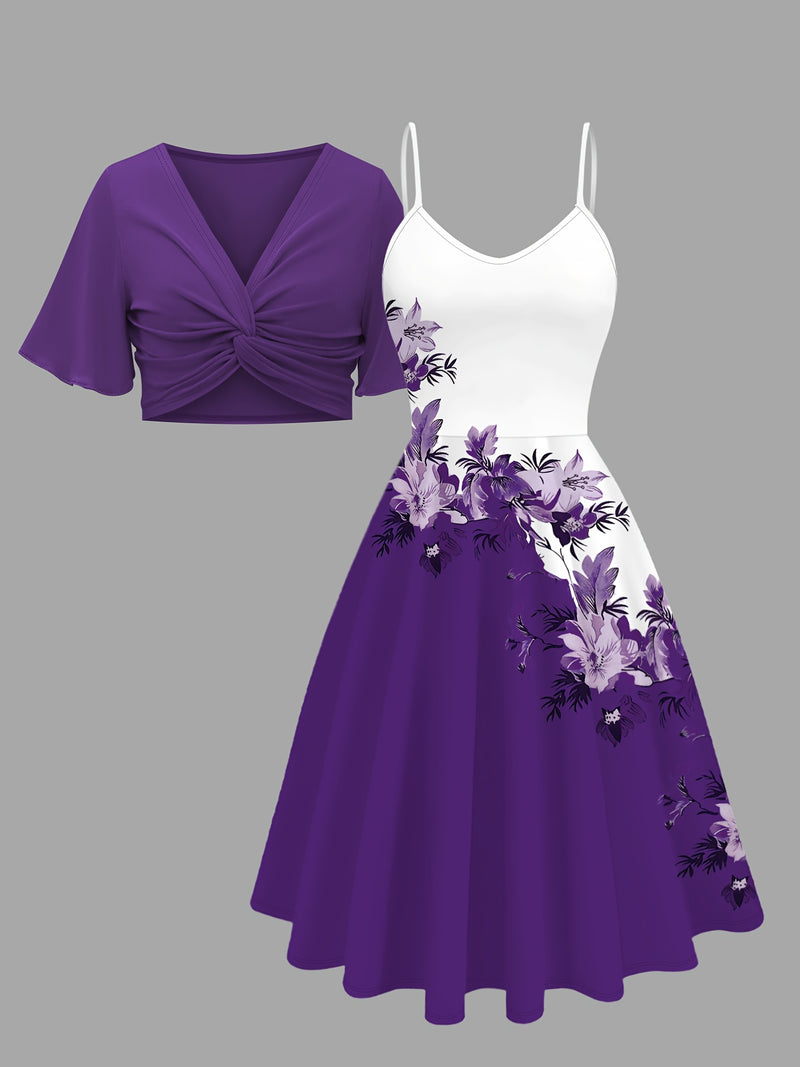 Women's Outfit Featuring a Plain Short-Sleeved V-Neck Top with Pleats.