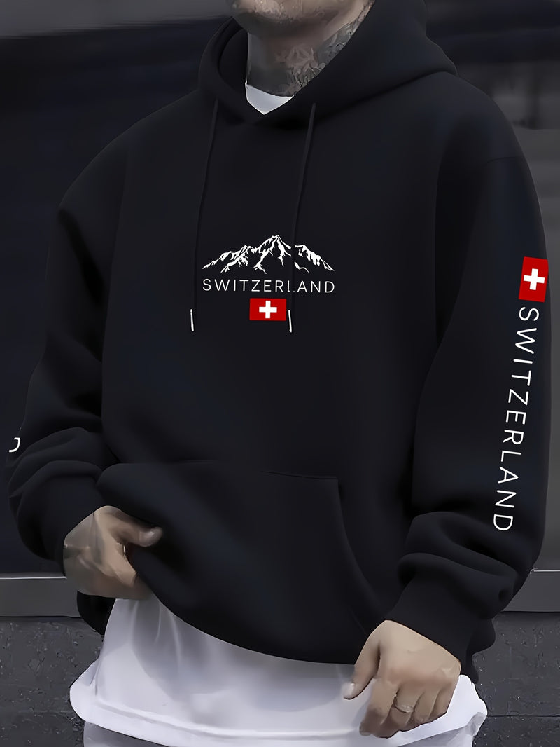 Men'S & Women'S Swiss Flag & Matterhorn Mountain Graphic Hooded Sweatshirt.