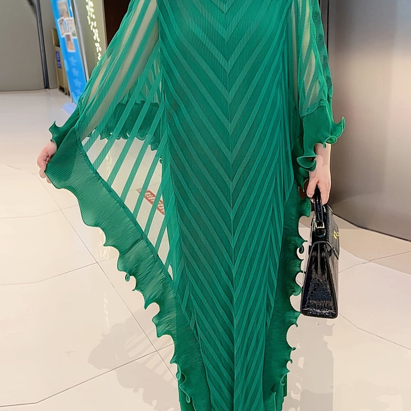 Women’s Elegant Long Dress with Stylish Pleats.