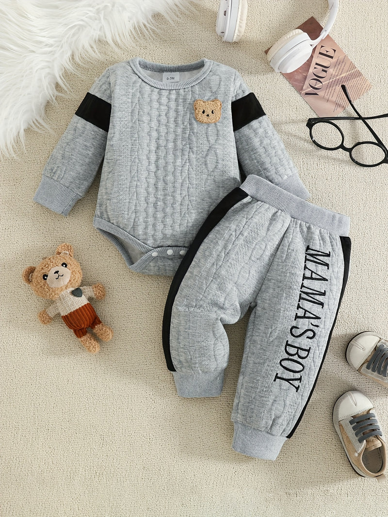 Winter Bear Onesie Clothing Set - Full-Body Long Sleeve & Pants.
