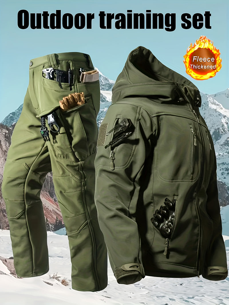 Outdoor Two-Piece Set,Lined Trendy Windproof Warm Motorcycle Hooded.