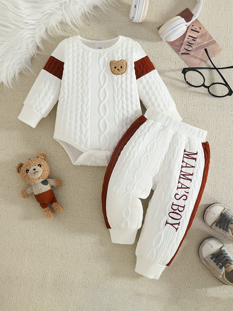 Winter Bear Onesie Clothing Set - Full-Body Long Sleeve & Pants.