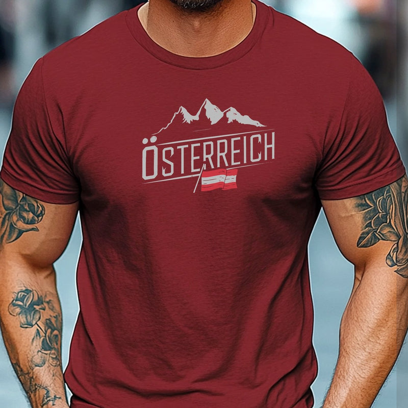 Men's Austrian Pattern Summer Casual Crew Neck Short T-Shirt.