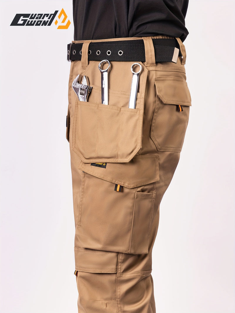 Men's Elastic Cargo Pants with Multiple Pockets, All-Season Style.