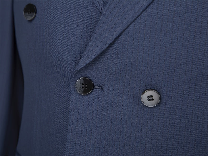 Men's Double-Breasted Suit Set, Casual Formal Wear.