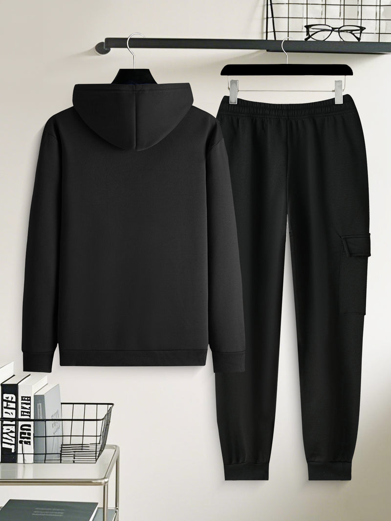 Men's Casual 2pcs Set, Fashion Long Sleeve Streetwear Hoodie.