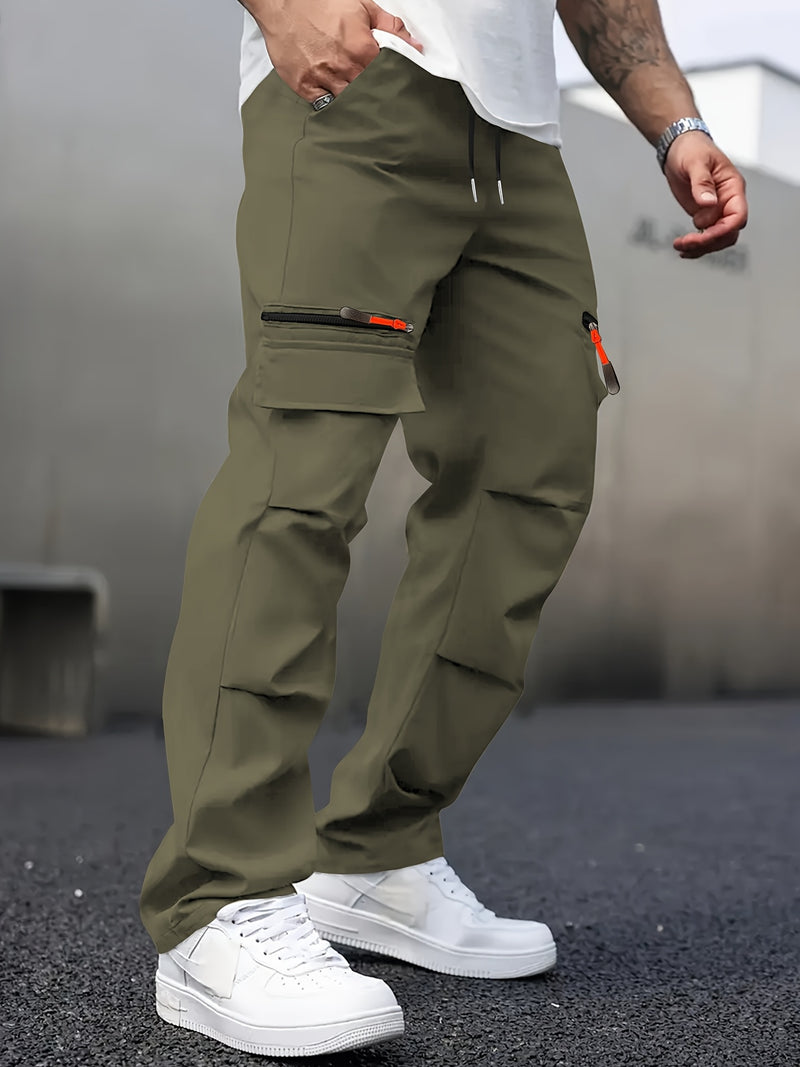 Men's Casual Cargo Pants with Multiple Pockets.