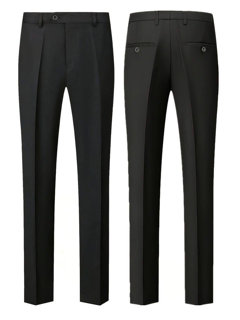 Men's 2pcs Suit, Double-Breasted Notch Lapel Solid Color Blazer and Pants Set.