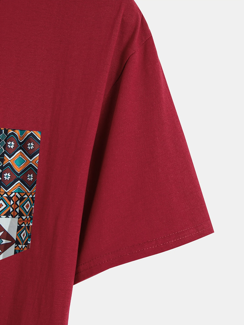 Men’s Short Sleeve T-Shirt with Random Print Pocket.