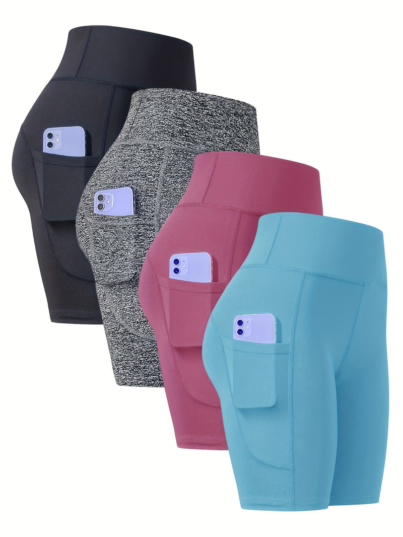 4-Pack Women’s Athletic Shorts, Fashion Yoga Shorts.