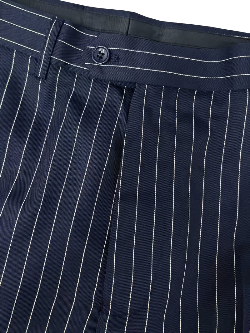 Men's Business Striped Suit, Double-Breasted Two-Piece.