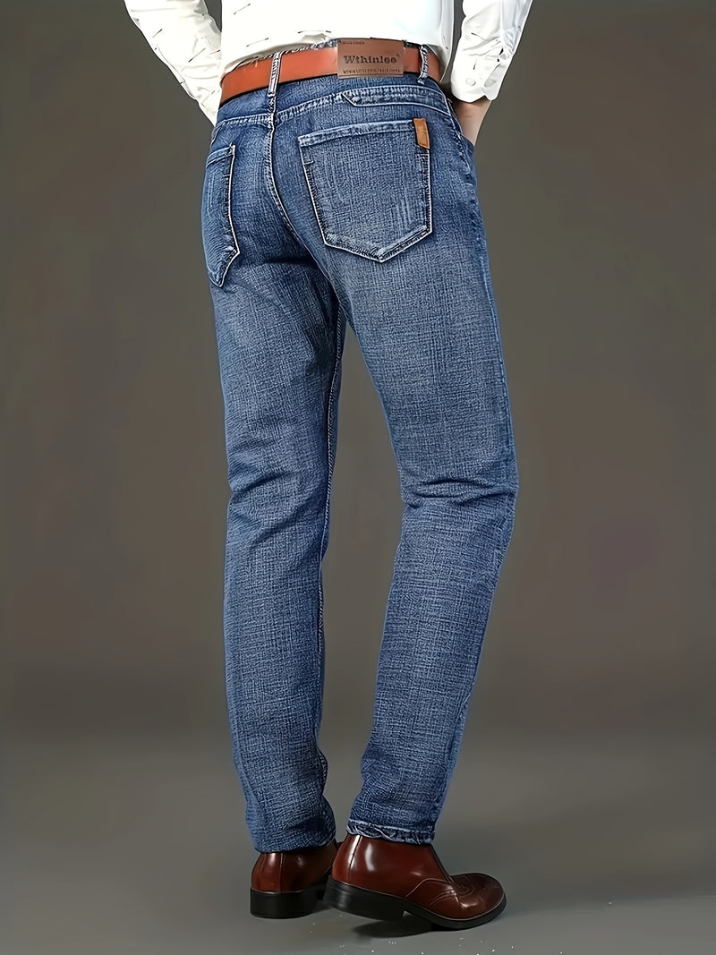 New Seasonal Chinese-Style Straight-Leg Jeans for Men.