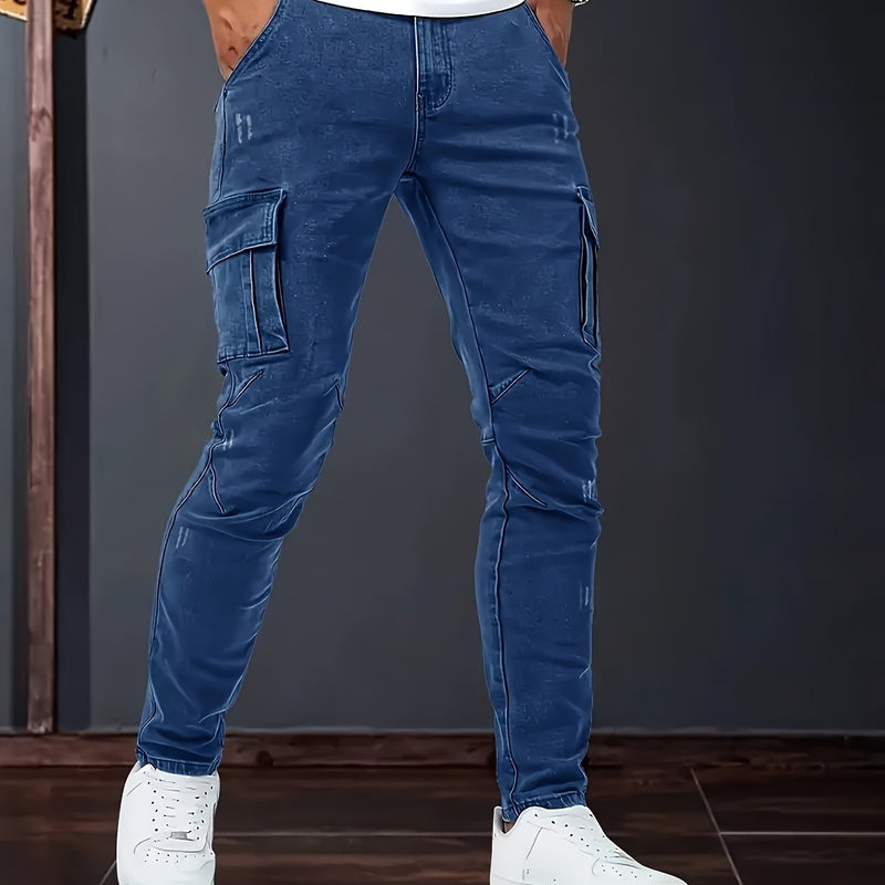 Men's Trendy Casual Long Pants with Multiple Pockets.