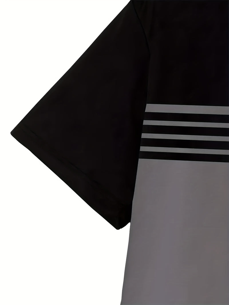 3pcs Men's Striped Short Sleeve T-Shirts.