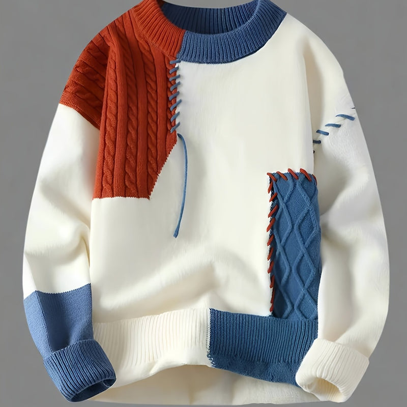 Men's Street Hip-Hop Style Teen Trendy Color Block Splicing Fashion.