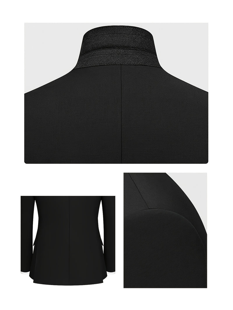 Men'S Three-Piece Suit with a Sophisticated Notch Lapel, Suitable for Weddings.