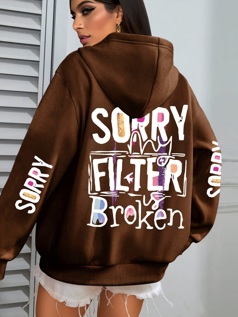 Women’s Sorry Slogan Print Hoodie.