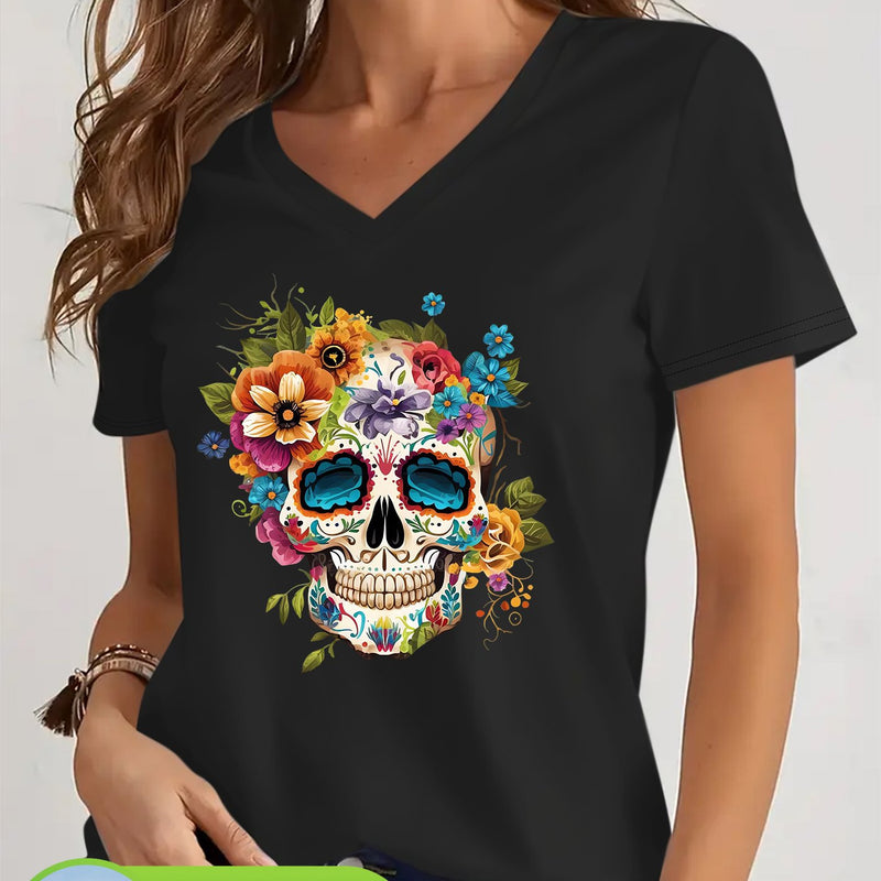 Women's V-Neck Short Sleeve T-Shirt.