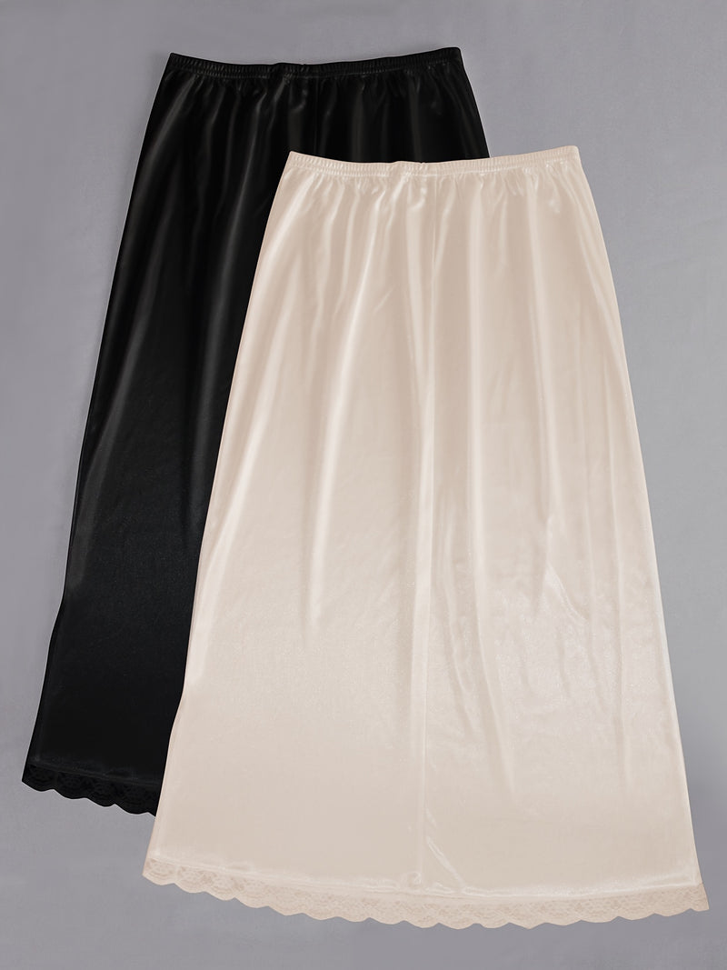 Women's Two-Piece Set Featuring an Exquisite Lace-Trimmed Skirt.