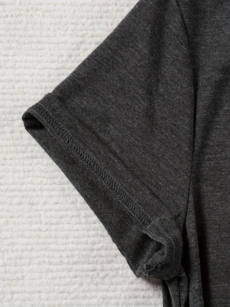 Round neck T-shirt in small and plus sizes, summer/spring Women's top.