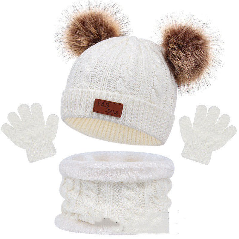 Children's Hat Scarf Gloves Three-piece Set