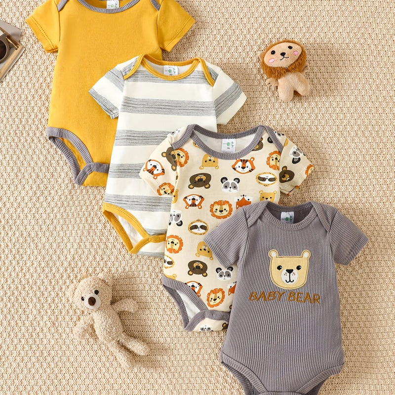 4pcs set of new spring/summer baby boy romper bodysuits.