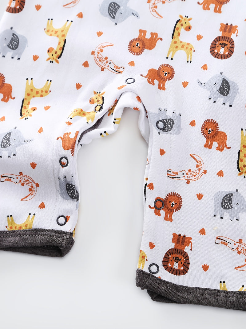 Three-Piece Set New Autumn And Winter Long-Sleeved Lion Elephant Cartoon.