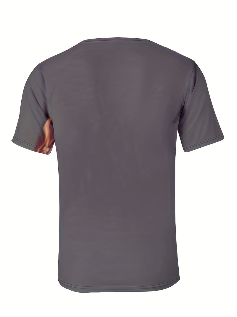 Men's Casual Henley Shirt - Red, Blue, Green, Yellow, Cyan Eagle Print Tie-Back.
