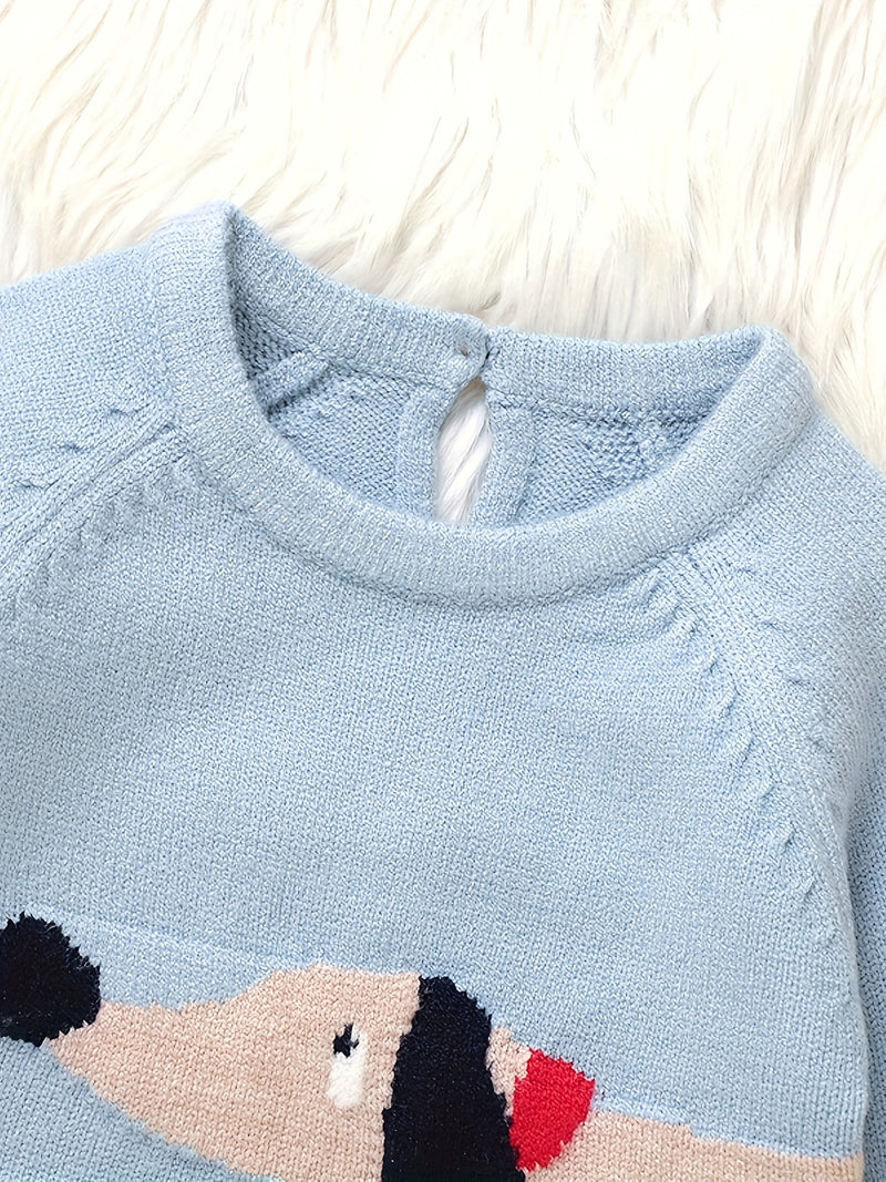 INS Boys Bodysuit with Cute Puppy Jacquard Pattern.