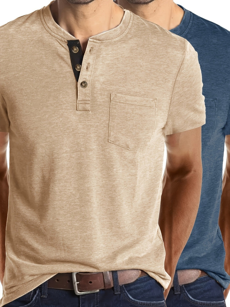 2pcs Set of Stylish Short-Sleeve T-Shirts for Men.