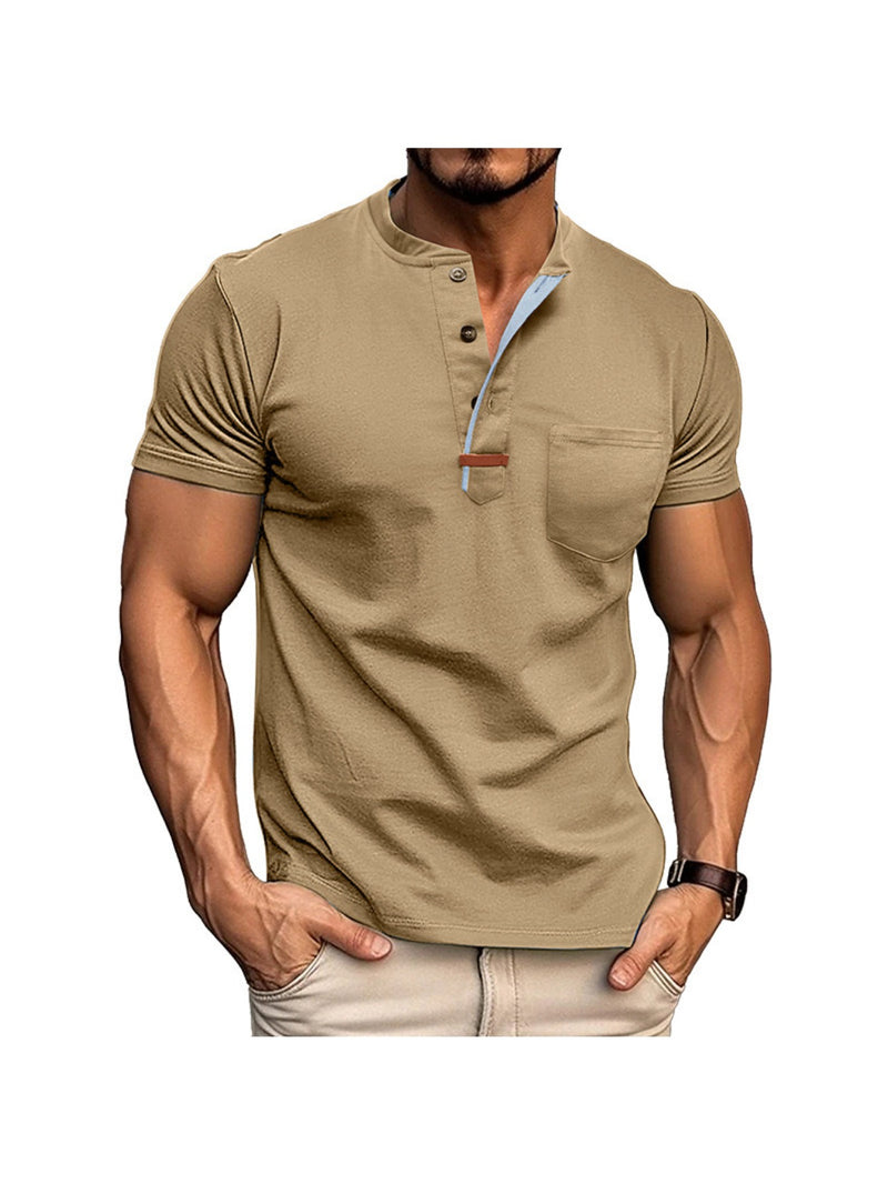 Men's Crewneck Short-sleeve T-shirt, Casual Summer Vacation.