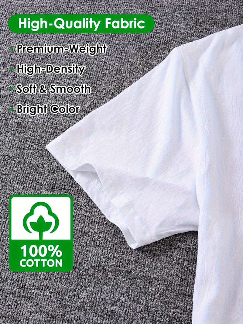 Men's Casual Versatile Trendy Round Neck Heavyweight Cotton T-Shirt.
