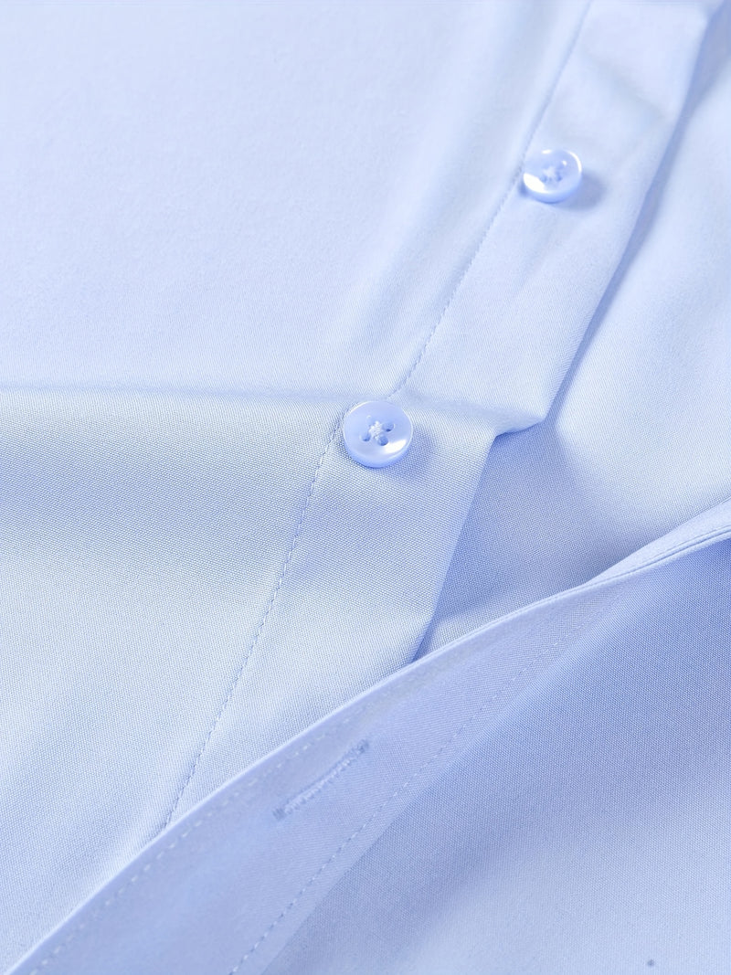 Two-Piece Set of Men's Solid Color Elastic Shirts.