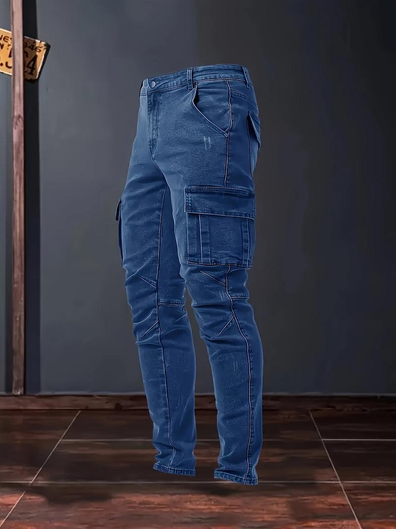 Men's Trendy Casual Long Pants with Multiple Pockets.