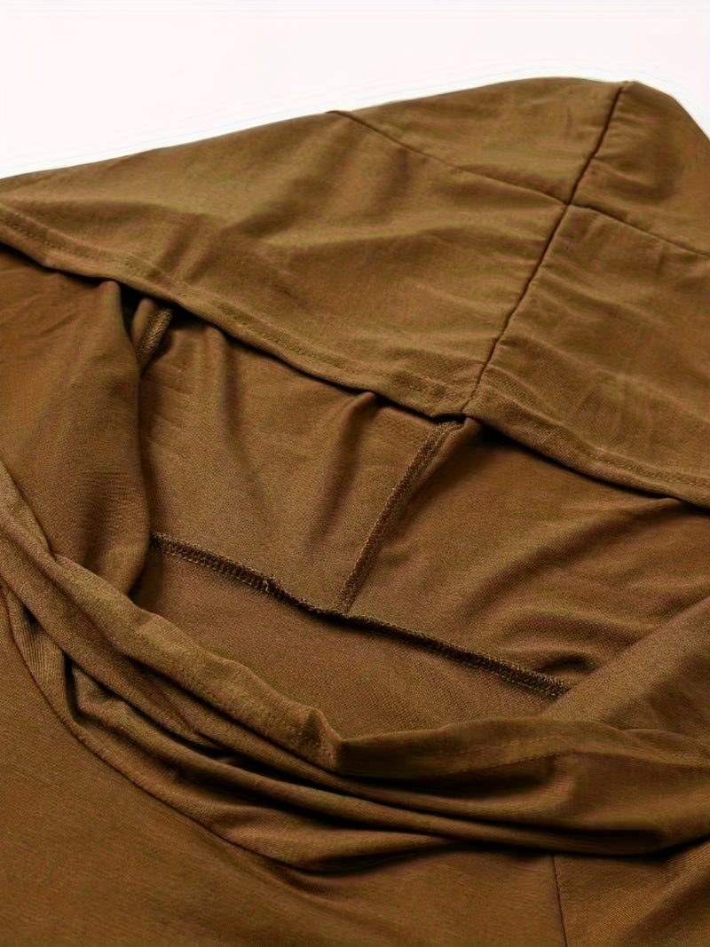 Women's Solid Color Tie-Up Asymmetrical Dress.