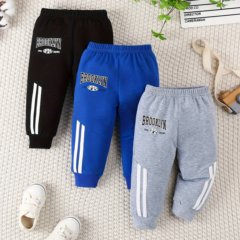3pcs Toddler's Letter BROOKLYN Print Sweatpants.