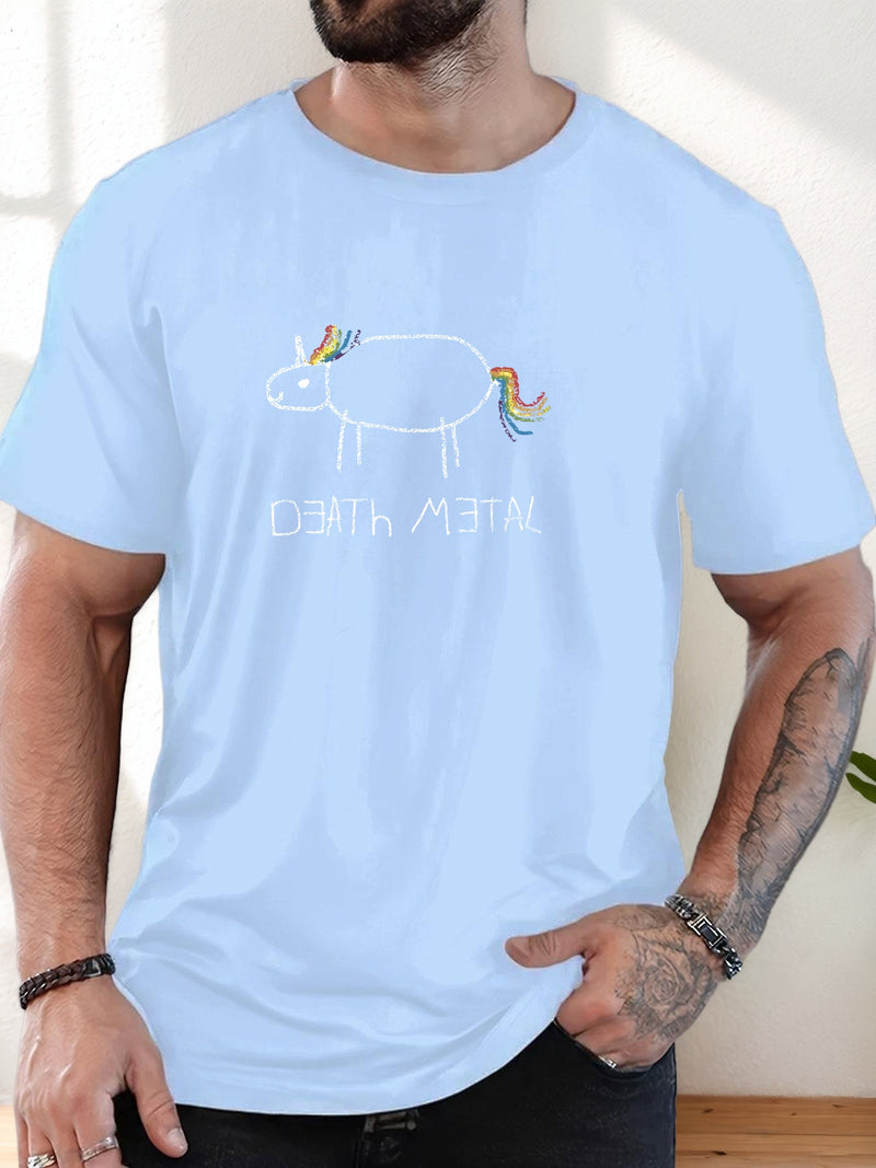 Men's Short-Sleeve T-Shirt with a Unicorn Pattern for Summer Casual Wear.