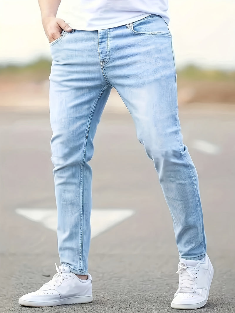 Men's Casual Slim Fit Stretch Denim Pants.