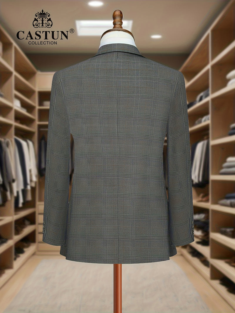 A 2pcs Slim-Fit Suit Set for Men, Suitable for Light Business.