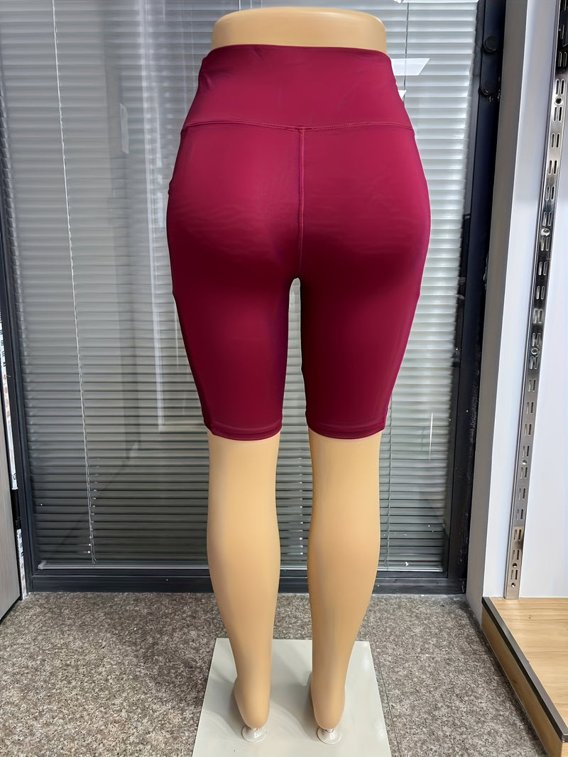 Women'S High-Waisted Mesh Cycling Shorts with Pockets for Outdoor Sports.
