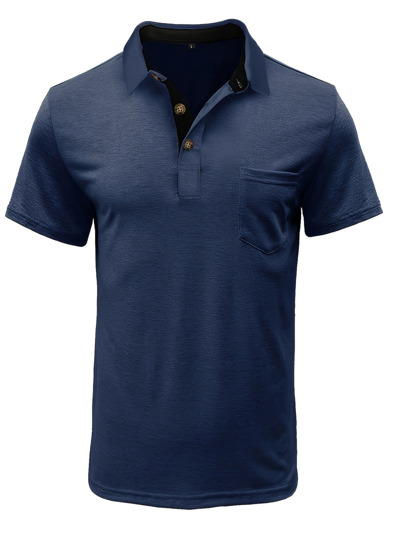 Men's Plaid Collar Pocket T-shirt.