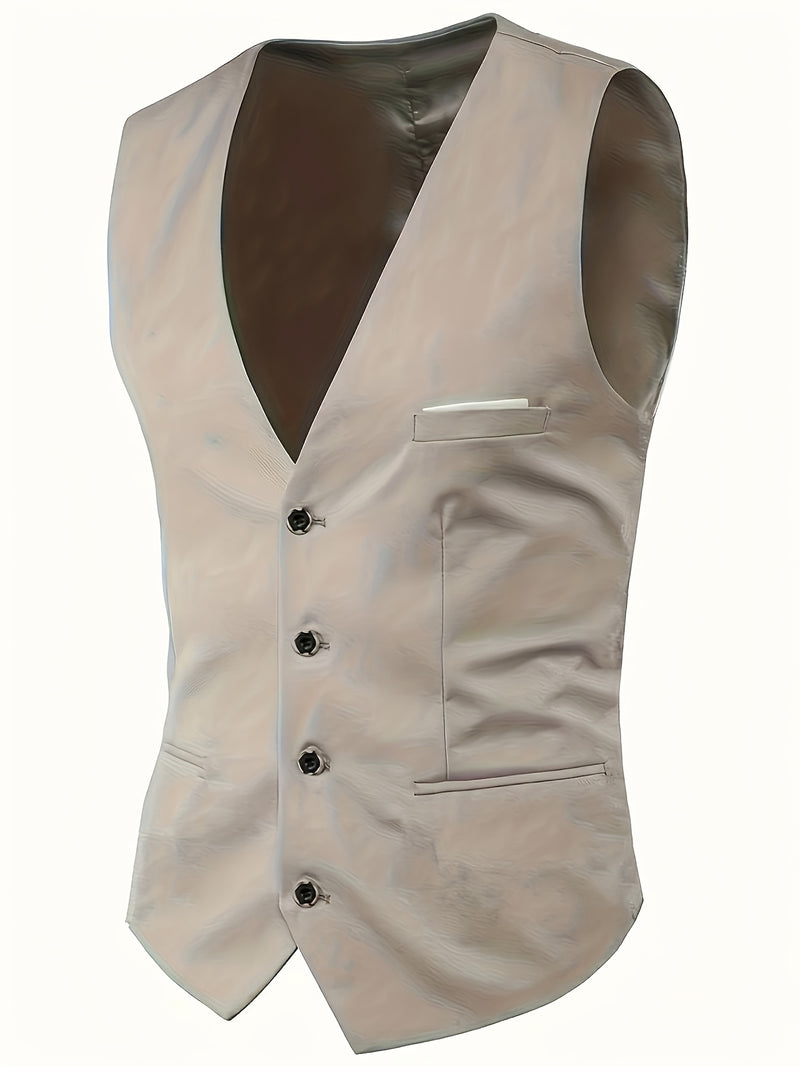 3pcs Men's Suit Set, All-Season Business Wedding Party, Suit Jacket,