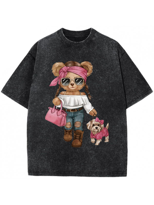 Women's Fashion Bear Print Short Sleeve T-Shirt.